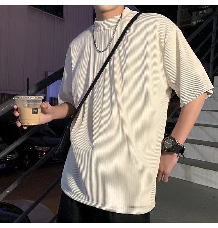 Men's Summer Niche Half Turtleneck Oversize T-shirt