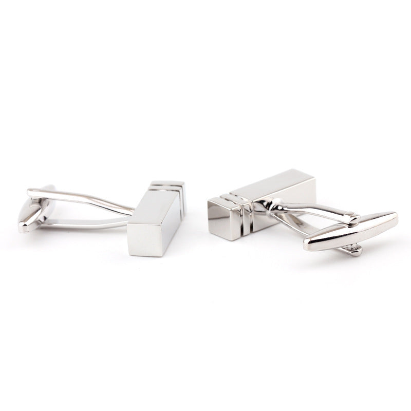 Rectangular Glossy Men And Women Metal Cufflinks